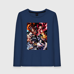 Лонгслив хлопковый женский КЛИНОК РАССЕКАЮЩИЙ ДЕМОНОВ, цвет: тёмно-синий