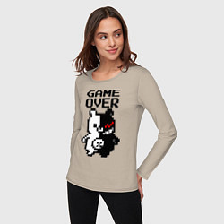 Лонгслив хлопковый женский MONOKUMA GAME OVER, цвет: миндальный — фото 2