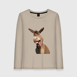 Лонгслив хлопковый женский Шрек: Осел, цвет: миндальный