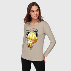 Лонгслив хлопковый женский Zenitsu Agatsuma Kimetsu no Yaiba, цвет: миндальный — фото 2