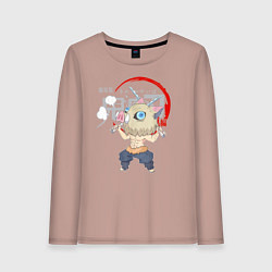 Лонгслив хлопковый женский Иноске Хашибира Kimetsu no Yaiba, цвет: пыльно-розовый
