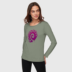 Лонгслив хлопковый женский Zerg logo Purple, цвет: авокадо — фото 2