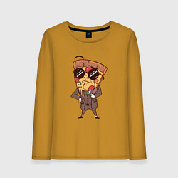 Лонгслив хлопковый женский Пепперони пицца в костюме, цвет: горчичный