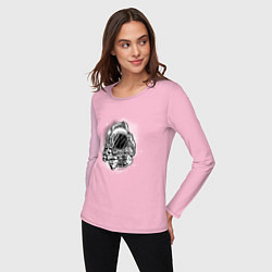 Лонгслив хлопковый женский Космонавт, цвет: светло-розовый — фото 2