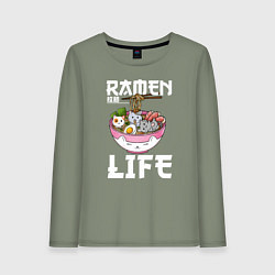 Лонгслив хлопковый женский Ramen life, цвет: авокадо