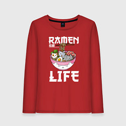 Лонгслив хлопковый женский Ramen life, цвет: красный