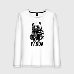 Лонгслив хлопковый женский Плохая панда, цвет: белый