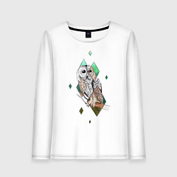 Лонгслив хлопковый женский Owl rhombus, цвет: белый