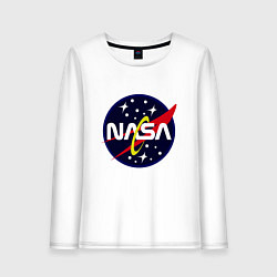 Лонгслив хлопковый женский Space NASA, цвет: белый