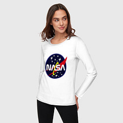 Лонгслив хлопковый женский Space NASA, цвет: белый — фото 2