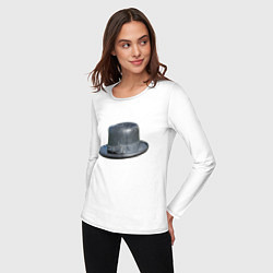 Лонгслив хлопковый женский Шляпа, цвет: белый — фото 2