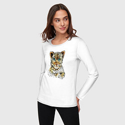 Лонгслив хлопковый женский Леопардёнок, цвет: белый — фото 2