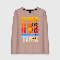 Лонгслив хлопковый женский SUMMER TIME, цвет: пыльно-розовый