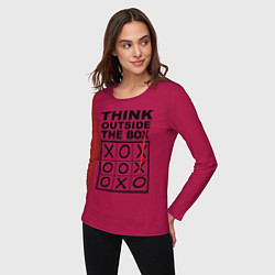 Лонгслив хлопковый женский THINK OUTSIDE THE BOX, цвет: маджента — фото 2