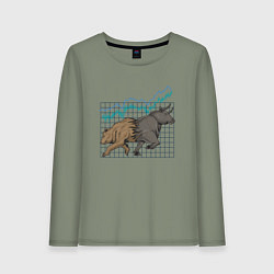 Лонгслив хлопковый женский Бык или Медведь, цвет: авокадо