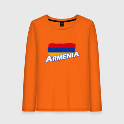 Лонгслив хлопковый женский Armenia Flag, цвет: оранжевый