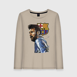 Лонгслив хлопковый женский Lionel Messi Barcelona Argentina Striker, цвет: миндальный