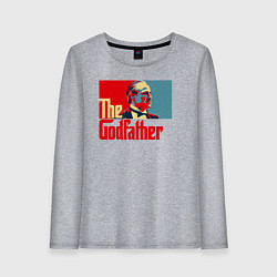Лонгслив хлопковый женский Godfather logo, цвет: меланж