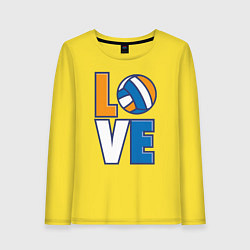 Лонгслив хлопковый женский Love Volleyball, цвет: желтый