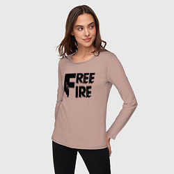 Лонгслив хлопковый женский Free Fire big logo, цвет: пыльно-розовый — фото 2
