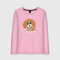 Лонгслив хлопковый женский Собачка с бантиком, цвет: светло-розовый