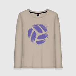 Лонгслив хлопковый женский Мяч - Волейбол, цвет: миндальный