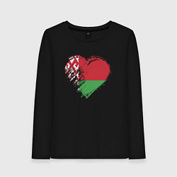 Лонгслив хлопковый женский Сердце Беларуси, цвет: черный