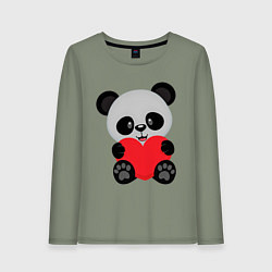 Лонгслив хлопковый женский Love Панда, цвет: авокадо