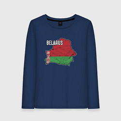 Лонгслив хлопковый женский Belarus Map, цвет: тёмно-синий