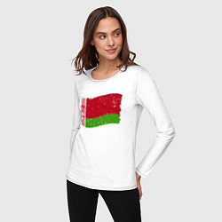 Лонгслив хлопковый женский Флаг - Беларусь, цвет: белый — фото 2