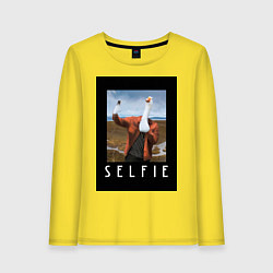 Лонгслив хлопковый женский Selfie, цвет: желтый
