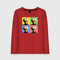 Лонгслив хлопковый женский Коллаж Художника Andy Warhol, цвет: красный