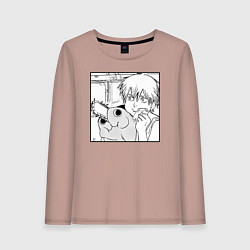 Лонгслив хлопковый женский Человек — бензопила, цвет: пыльно-розовый