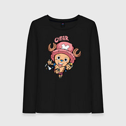Лонгслив хлопковый женский Тони Тони Чоппер One Piece, цвет: черный