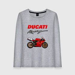 Лонгслив хлопковый женский DUCATI ДУКАТИ MOTOSPORT, цвет: меланж