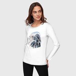 Лонгслив хлопковый женский Орел и горы, цвет: белый — фото 2