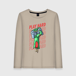 Лонгслив хлопковый женский Play Hard, цвет: миндальный