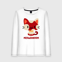 Лонгслив хлопковый женский Meowshroom, цвет: белый