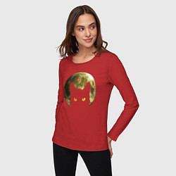 Лонгслив хлопковый женский Space Cat, цвет: красный — фото 2