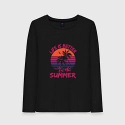 Лонгслив хлопковый женский Better summer Лучшее Лето!, цвет: черный