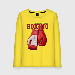 Лонгслив хлопковый женский BOXING, цвет: желтый