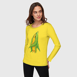 Лонгслив хлопковый женский Милая кукурузка, цвет: желтый — фото 2