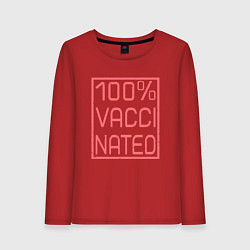 Лонгслив хлопковый женский 100% вакцинация, цвет: красный