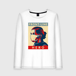 Лонгслив хлопковый женский Front-Line Hero, цвет: белый