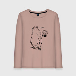 Лонгслив хлопковый женский Курьер - Медведь и Трактор 2, цвет: пыльно-розовый