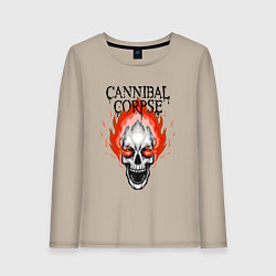 Лонгслив хлопковый женский Cannibal Corpse Труп Каннибала Z, цвет: миндальный