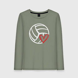 Лонгслив хлопковый женский Love Volleyball, цвет: авокадо