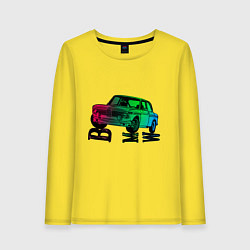 Лонгслив хлопковый женский Ретро БМВ BMW Сочный, цвет: желтый