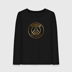 Лонгслив хлопковый женский PSG GOLD LOGO ПСЖ ЗОЛОТО, цвет: черный