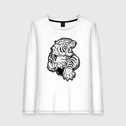 Лонгслив хлопковый женский Белый Тигр, цвет: белый